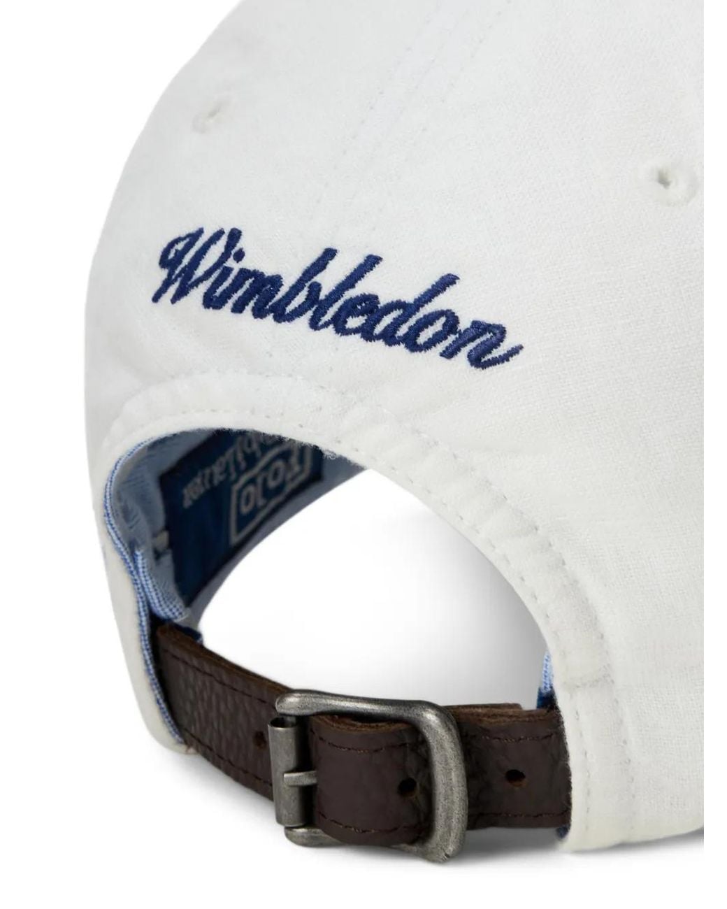 Polo Ralph Lauren White Crest Leather Strap Linen Cap for men