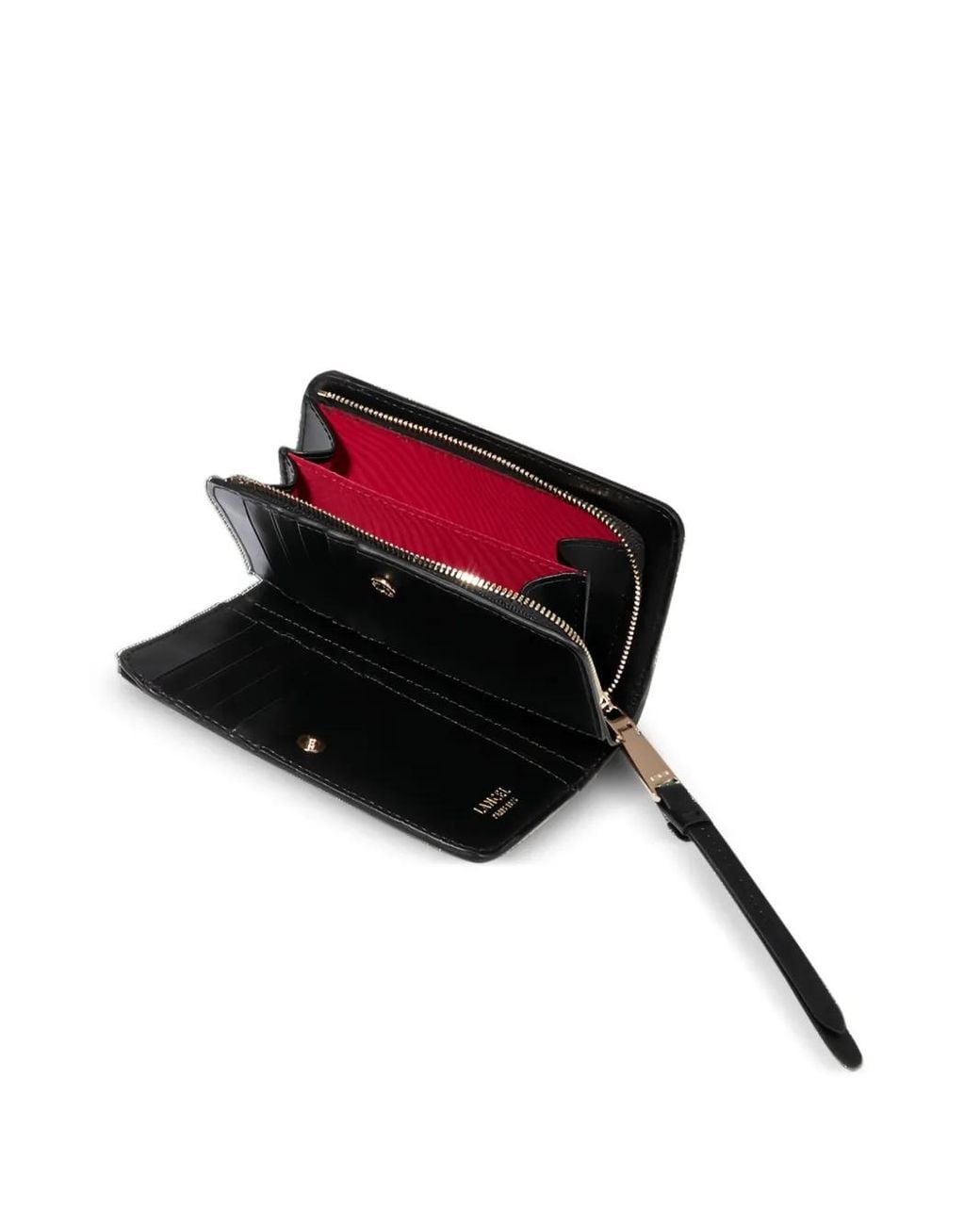 Lancel Black Origami Rectangular Zip Compact Wallet