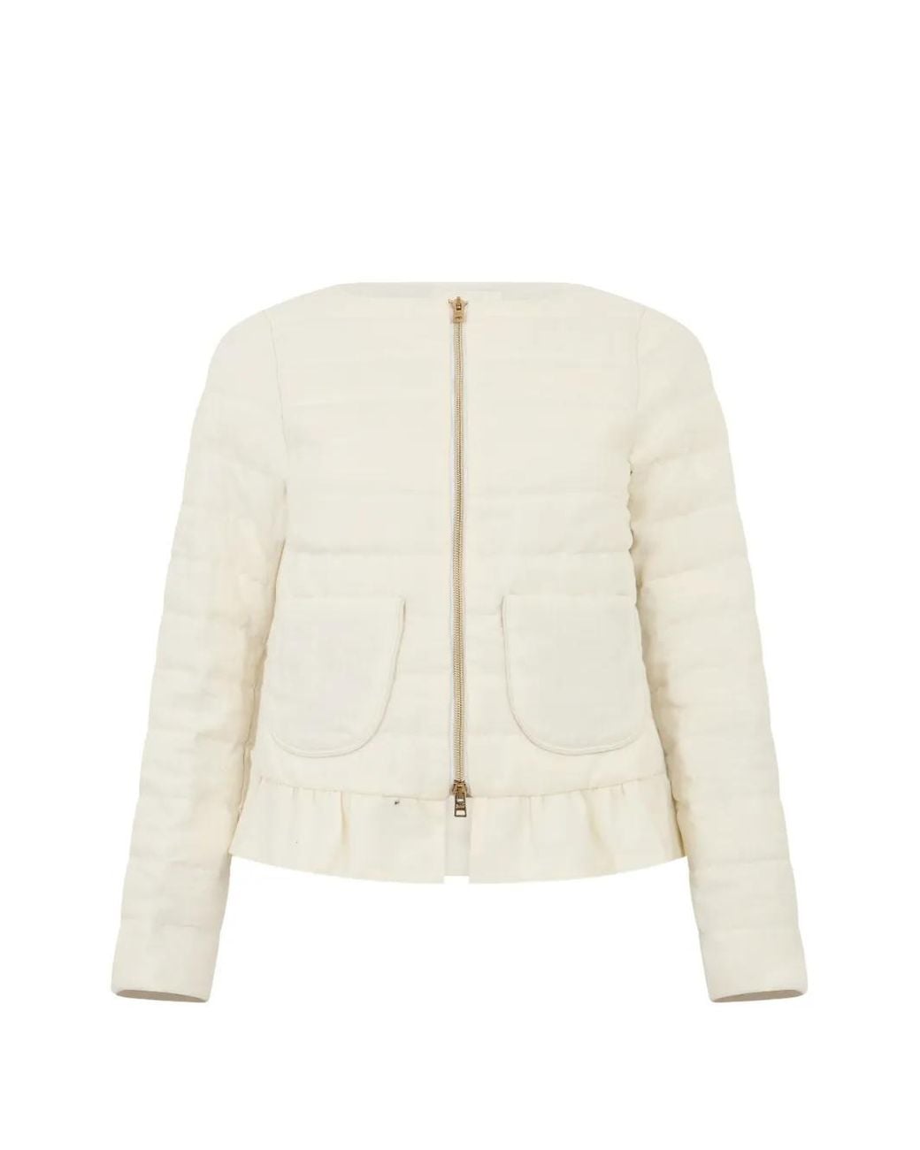Herno White Quilted Ruffled Jacket