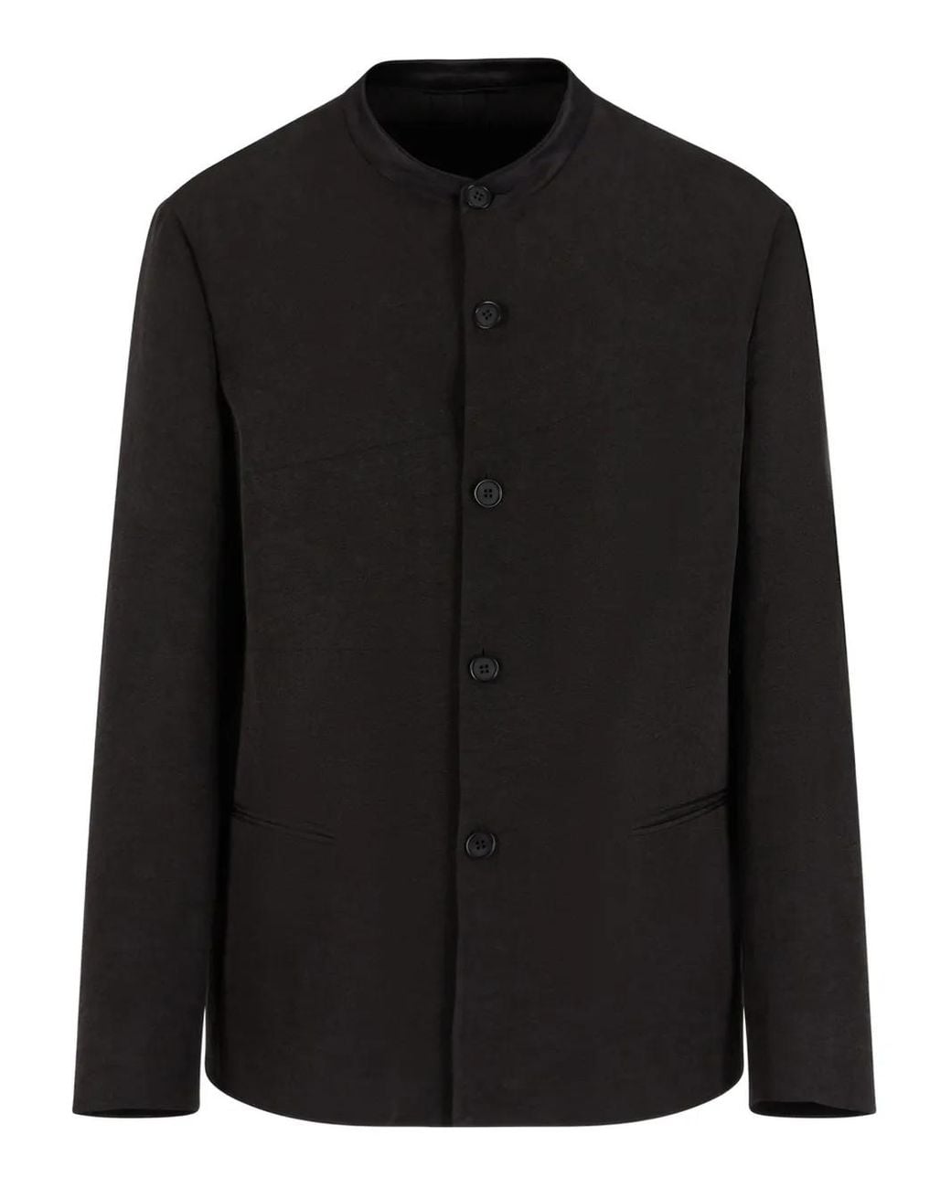 Giorgio Armani Mandarin-Collar Buttoned Jacket in Black for Men | Lyst
