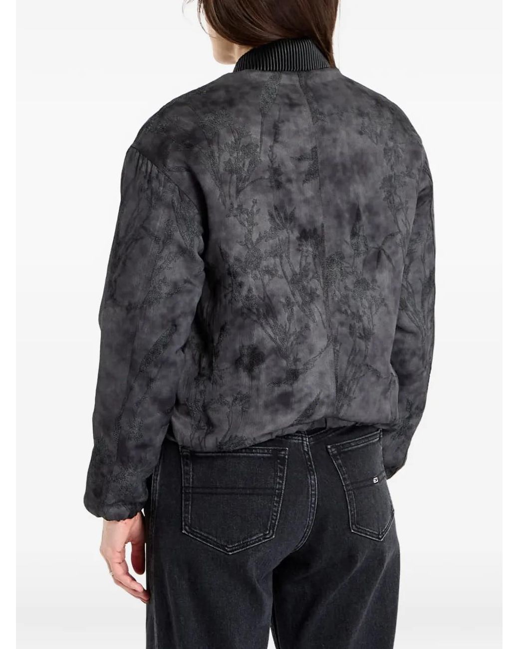 Desigual Black Floral-Embroidered Tie-Dye Jacket