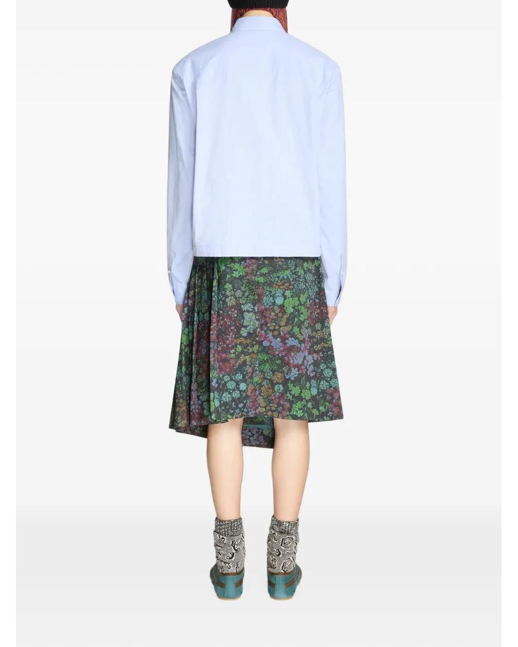 Dries Van Noten Blue Cropped Cotton Shirt for men