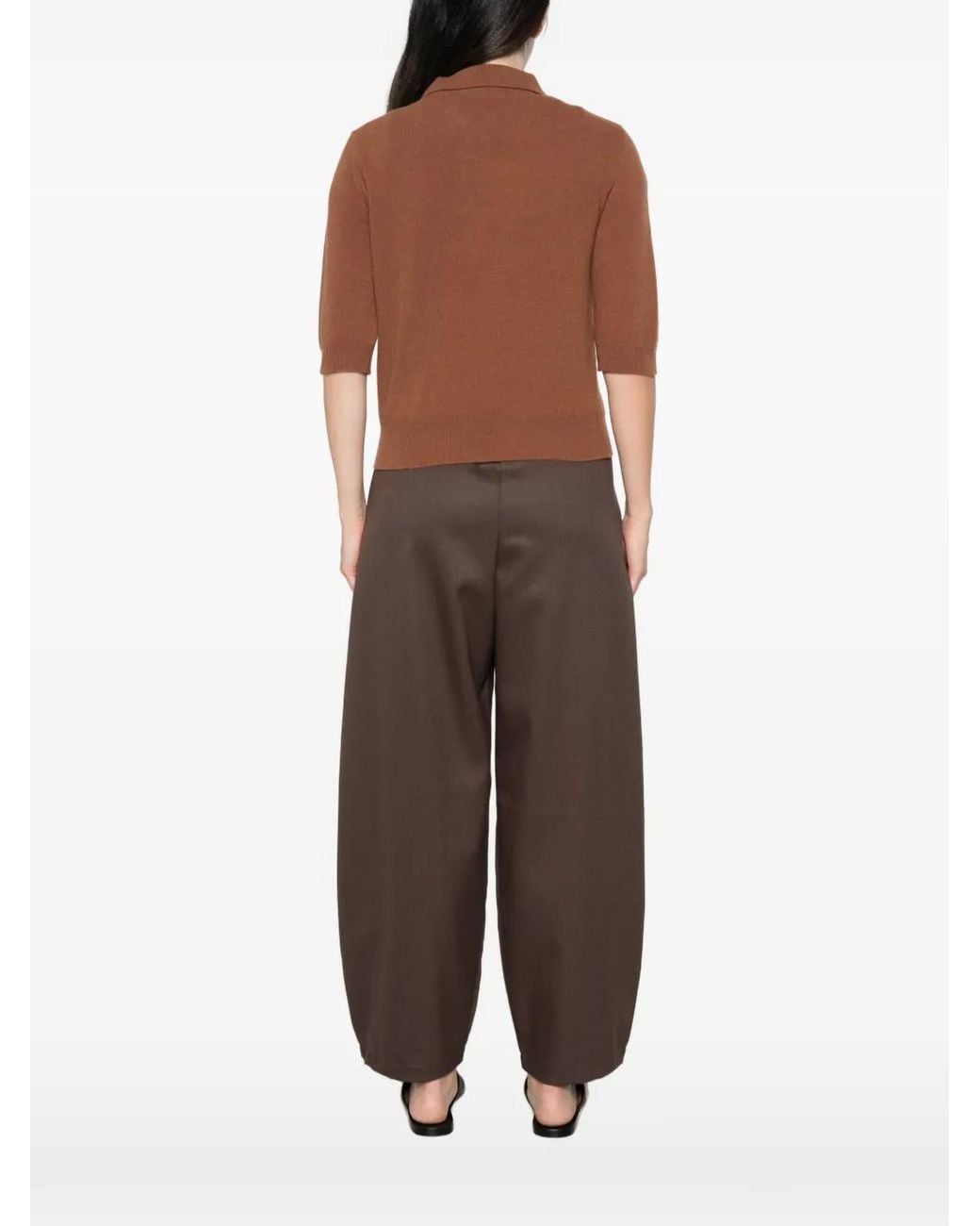Daniele Fiesoli Brown Quarter-Zip Short-Sleeve Sweater