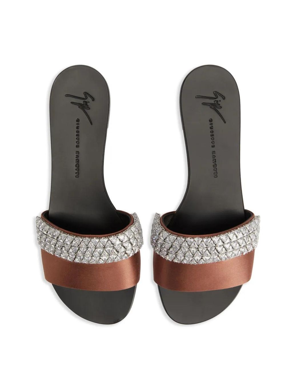 Giuseppe Zanotti Brown Tesy Rhinestone-Embellished Sandals