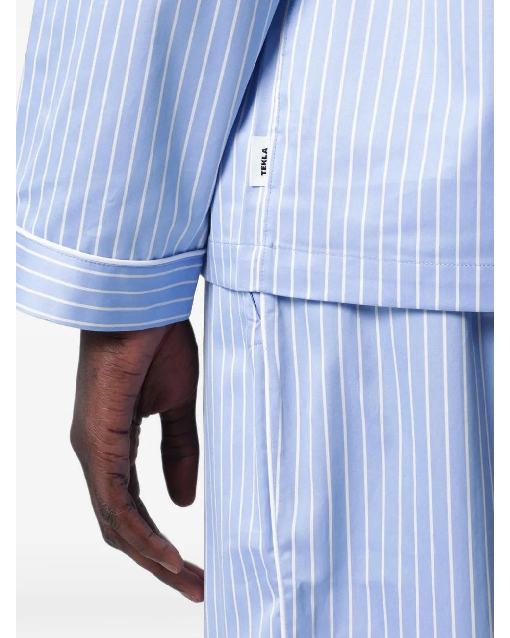 Tekla Blue Striped Cotton Pyjamas for men