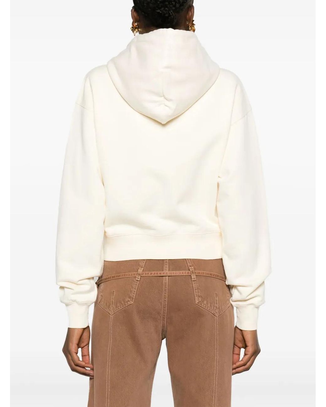 Jacquemus White Top Le Hoodie Gros Grain With Logo
