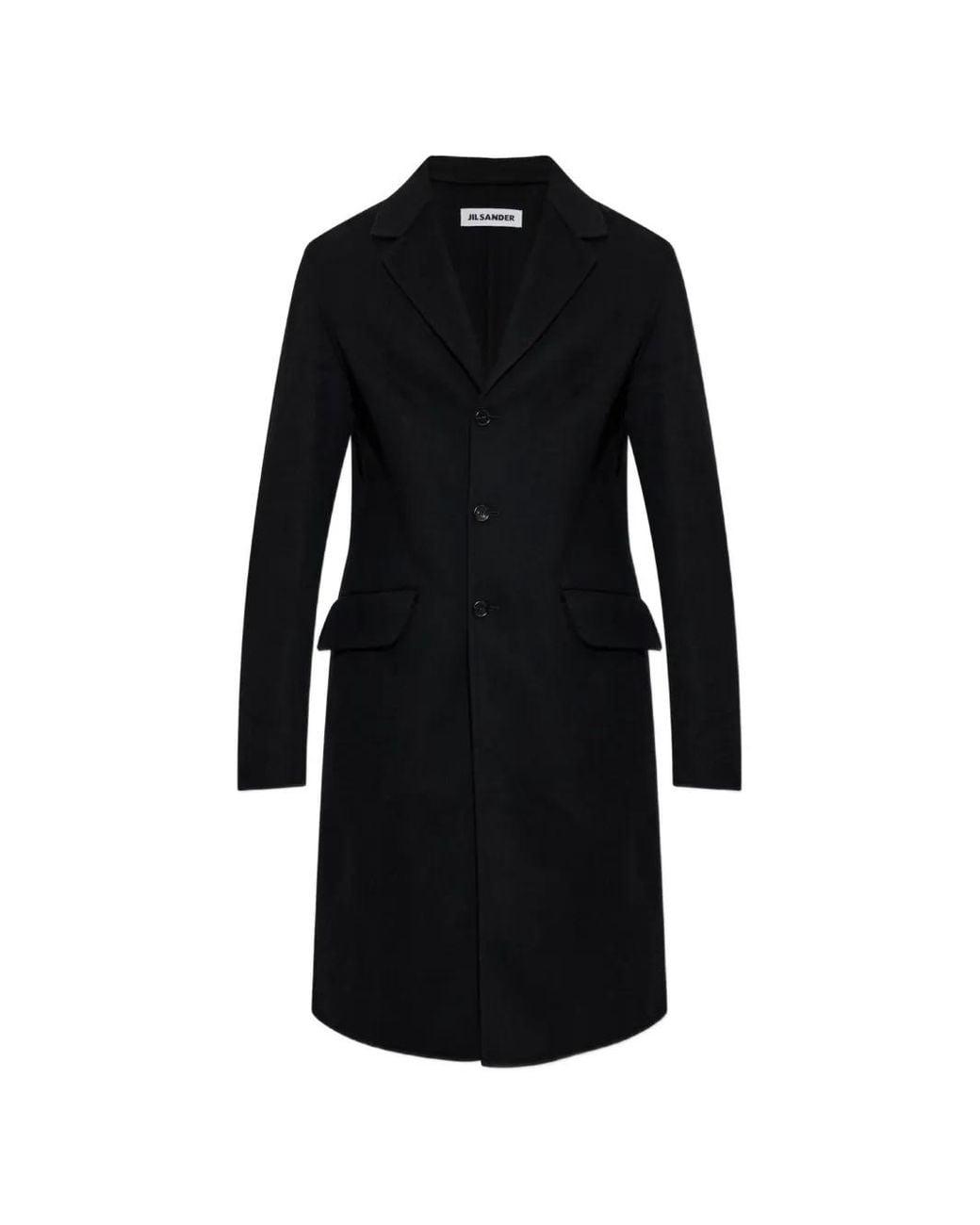 Jil Sander Black Single-Breasted Notched-Lapel Coat for men