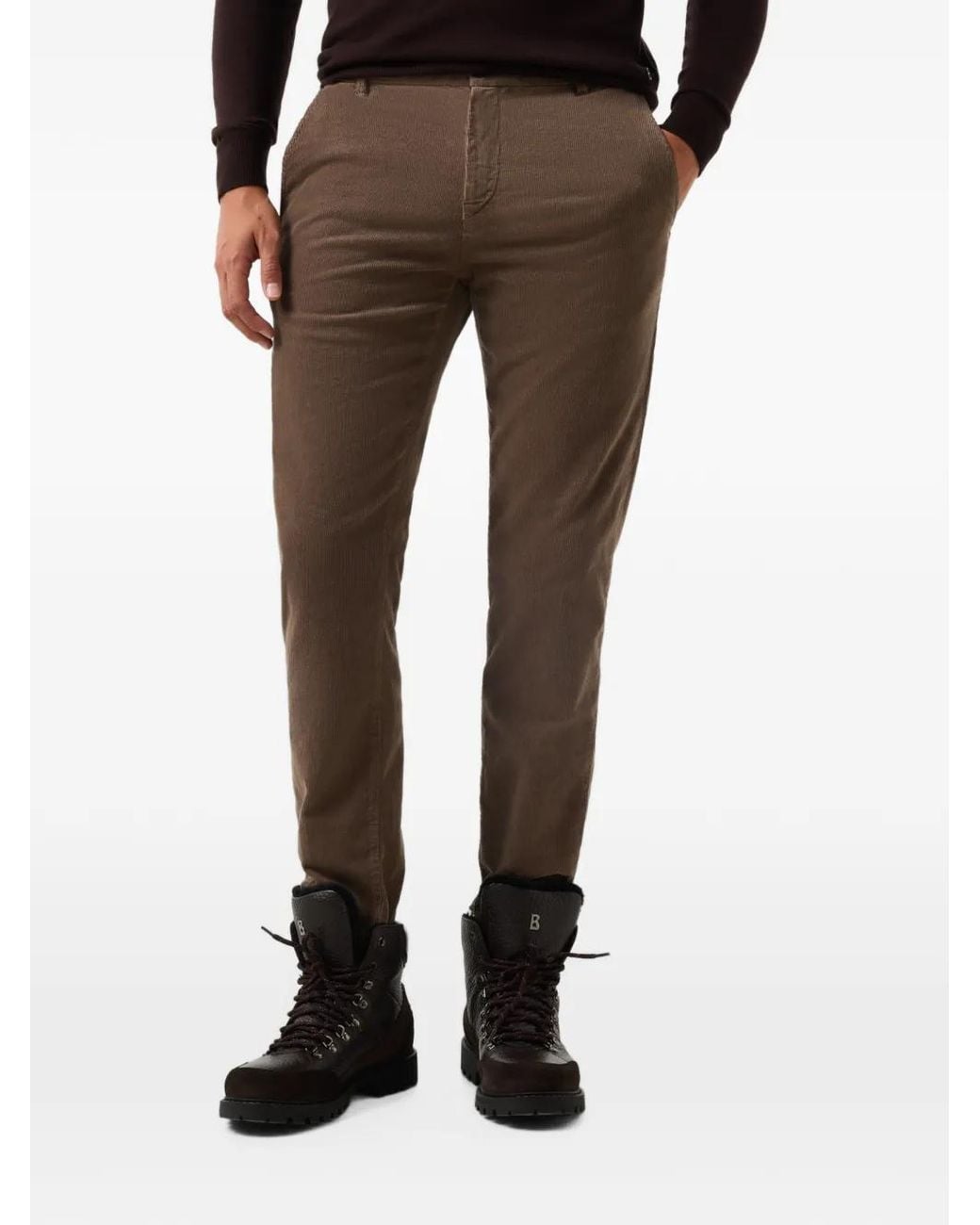 Bogner Brown Riley Casual Corduroy Straight-Leg Trousers for men