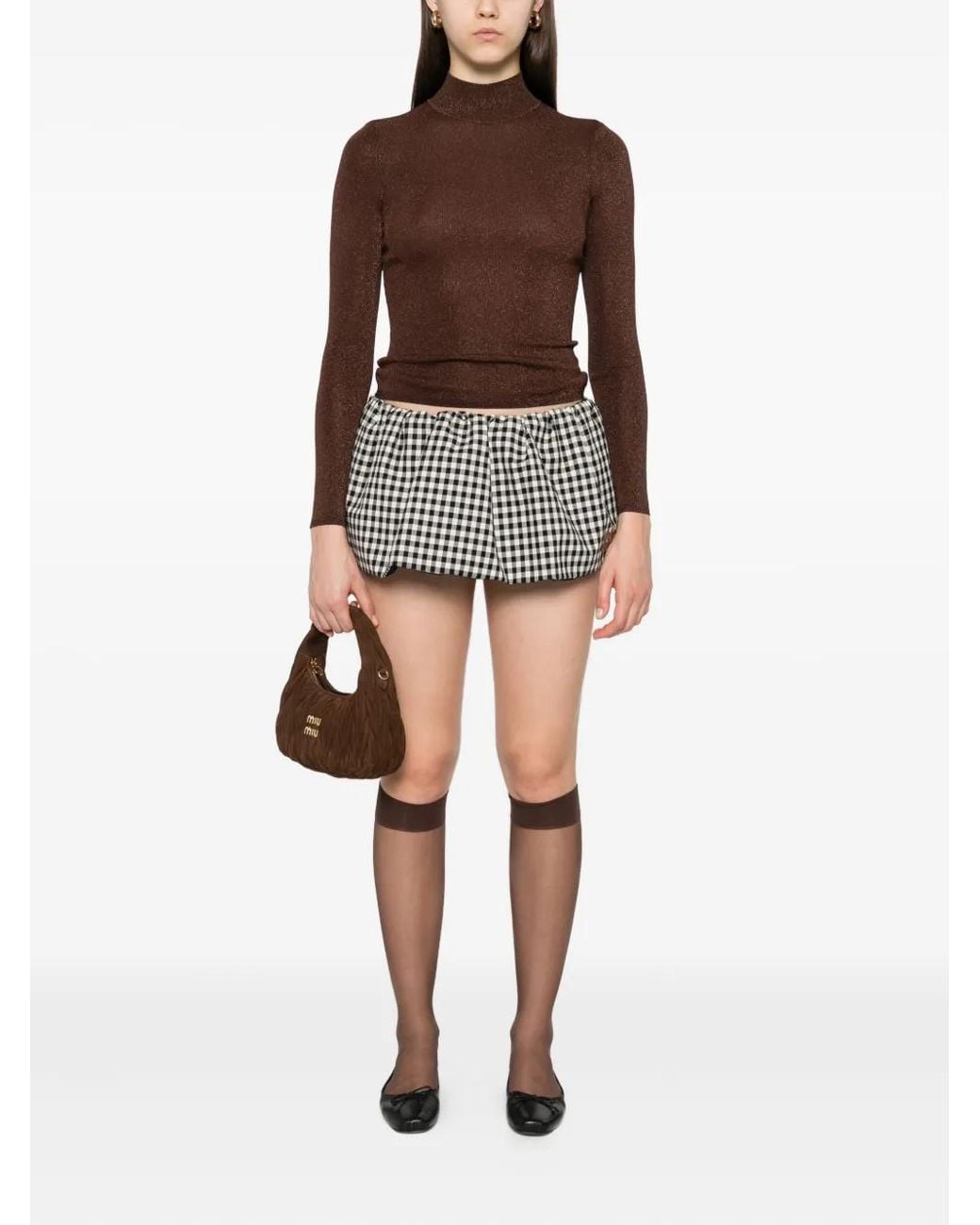 Self-Portrait Brown High-Neck Top