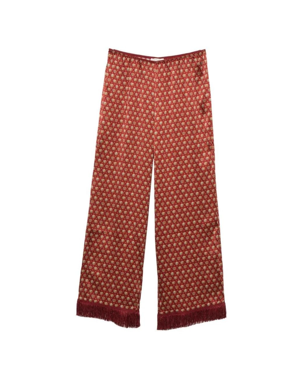 Doen Red Lavon Fringe Pants
