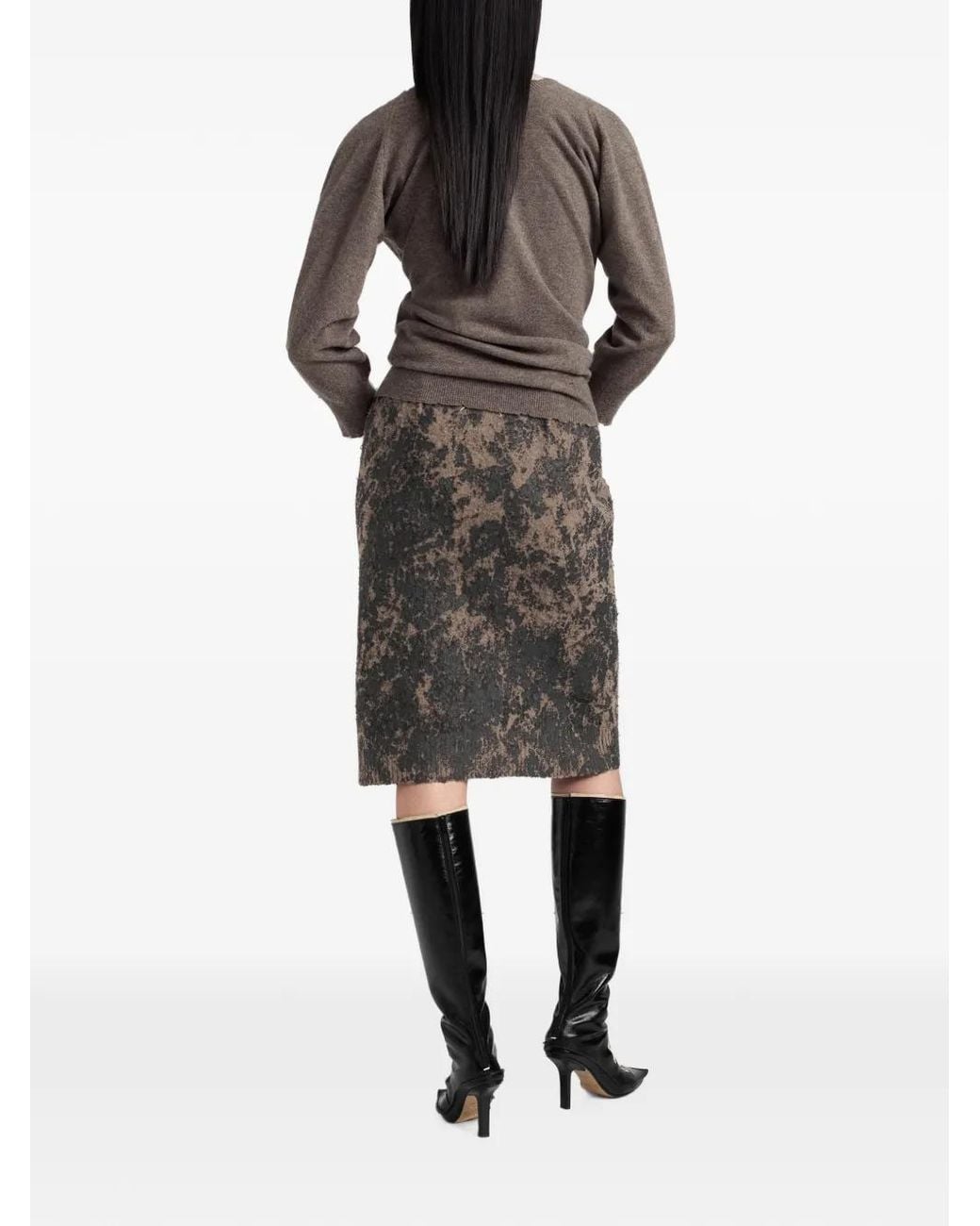 Maison Margiela Gray Overpainted Argyle Knitwear Midi Skirt