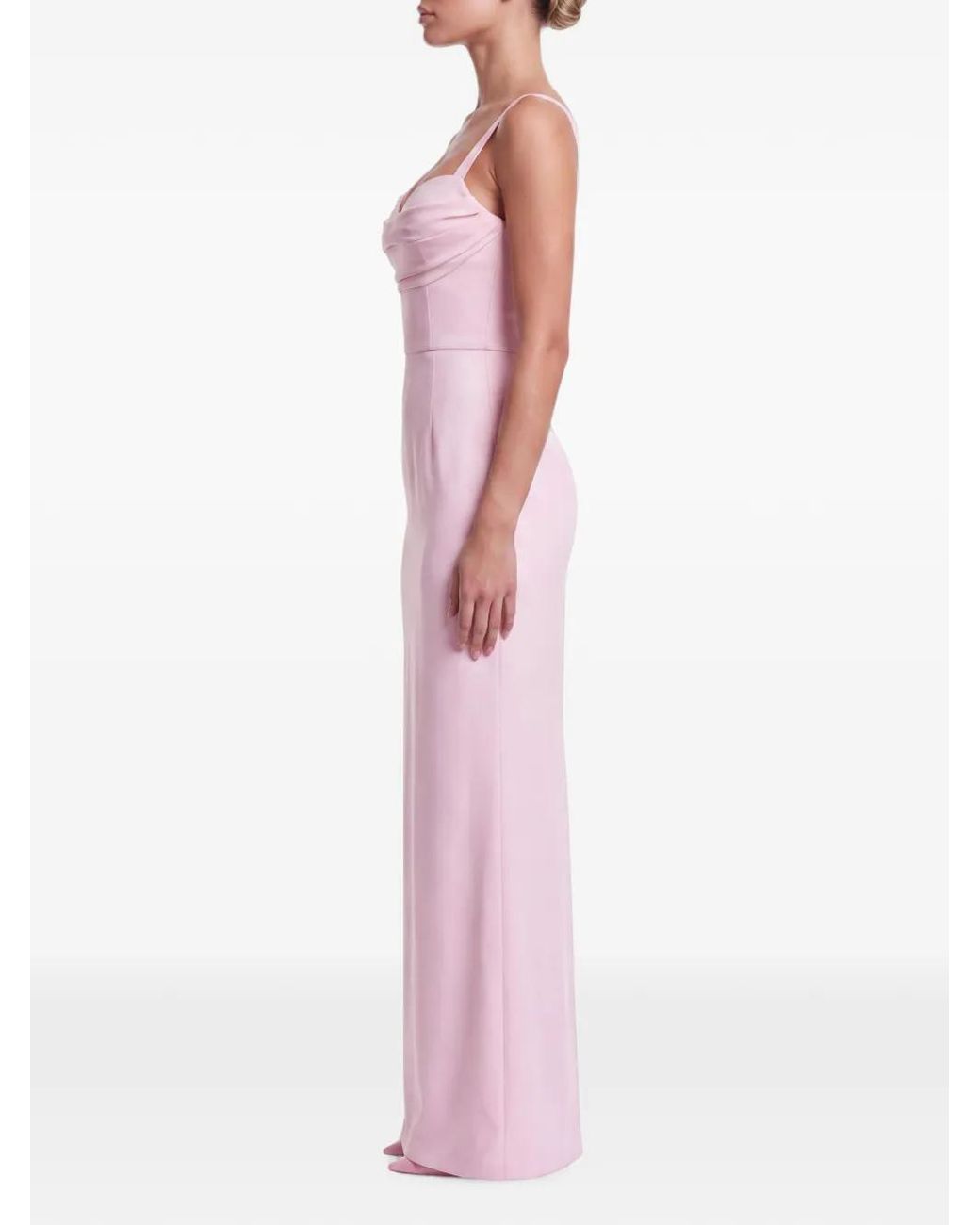 POST MERIDIEM Pink Gathered-Bodice Maxi Dress
