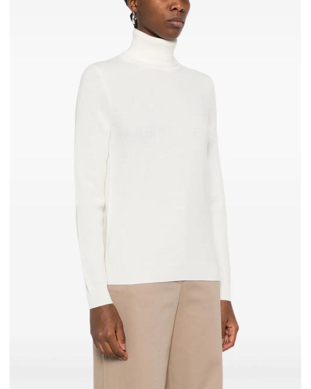 Bompard White Roll-Neck Cashmere Sweater