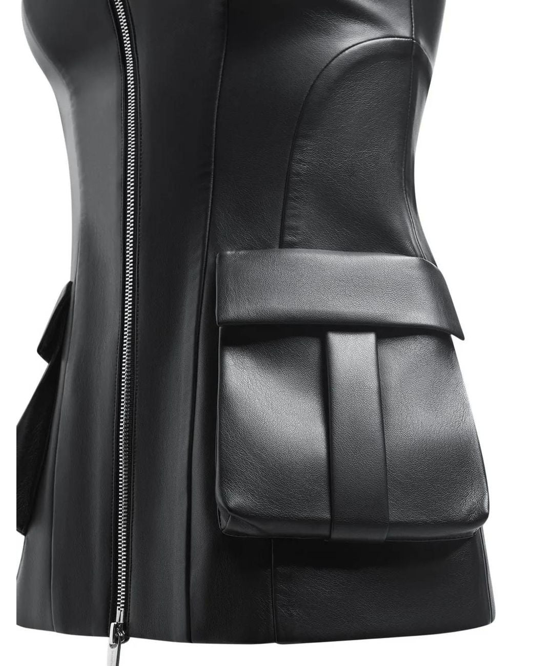 Manière De Voir Black Leather Longline Bandeau Top