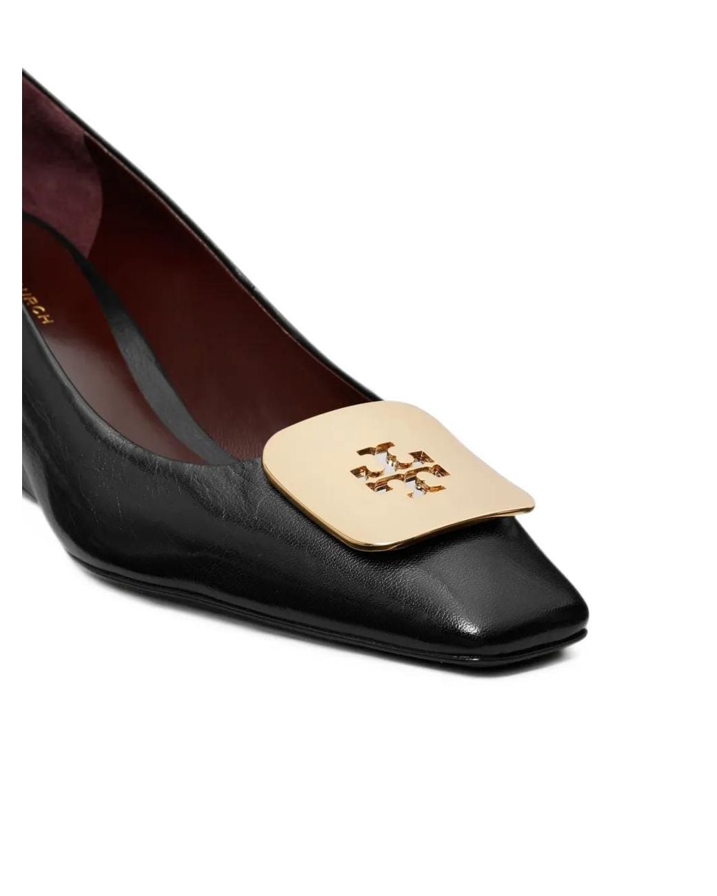 Tory Burch Black Georgia Logo-Plaque Wedge Pumps
