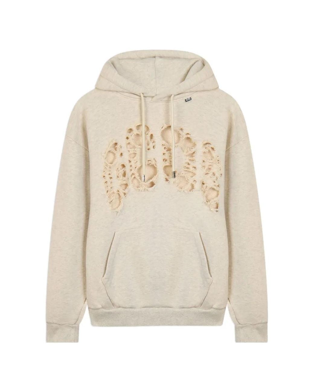 Gcds White Laser-Cut Logo Hoodie for men