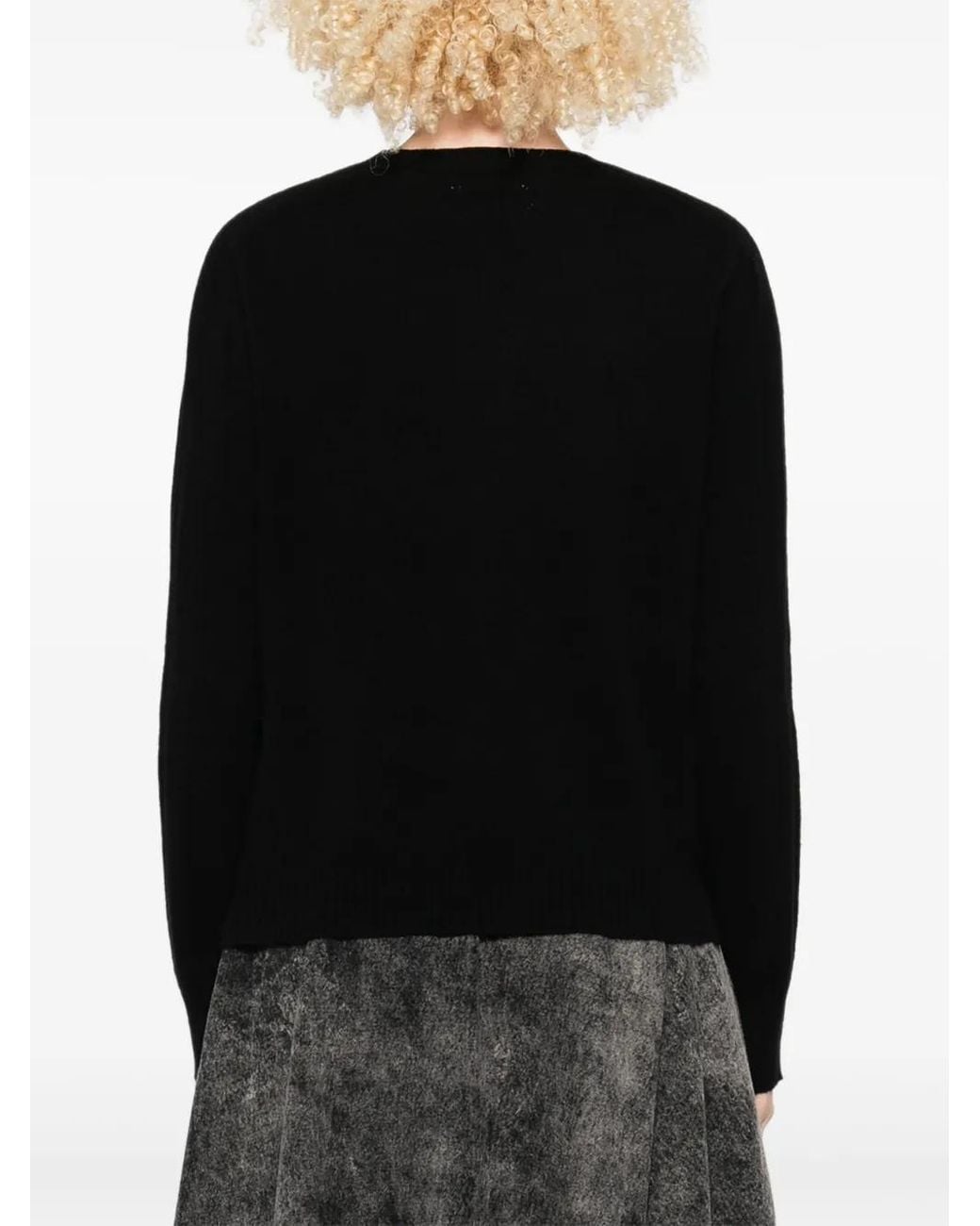 Twinset Black Round-Neck Cashmere-Wool Sweater