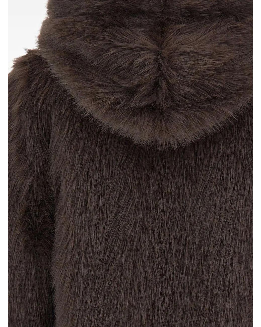 Kaos Brown Faux-Fur Hooded Coat