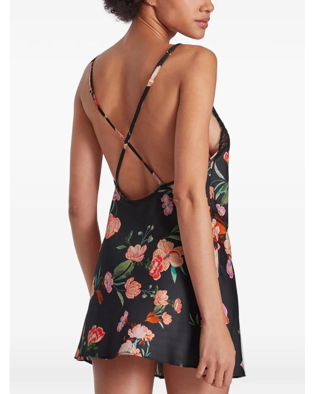 Aubade Black Sweet Folk Floral-Print Nightdress