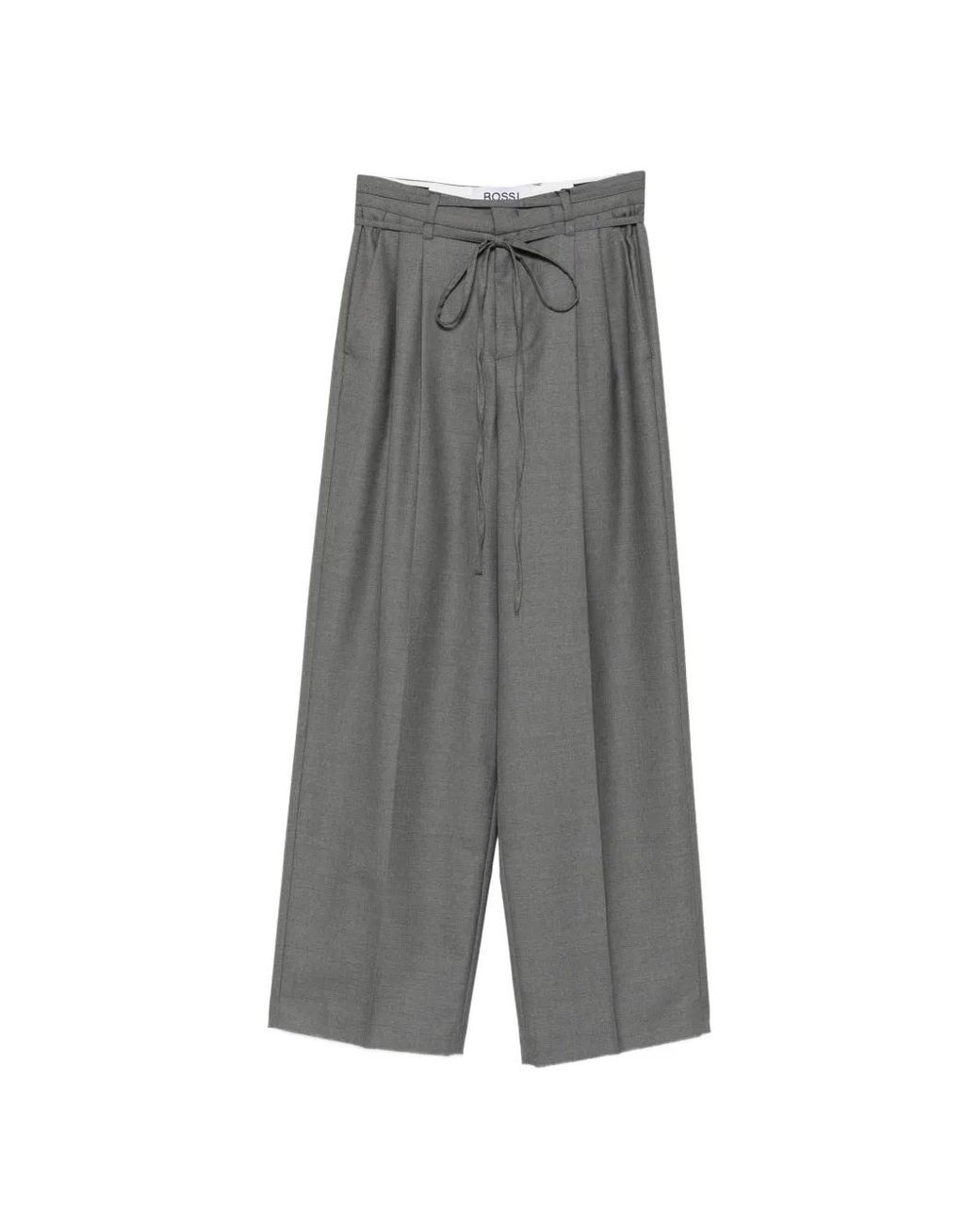 Rossi Gray Noa Belt Pleated Tie-Waist Trousers