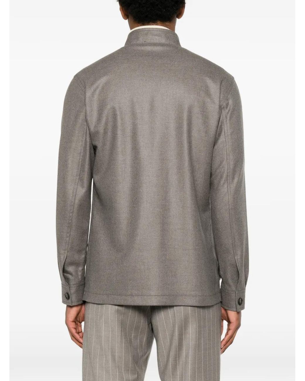 Tagliatore Gray Klein Button-Up Patch-Pocket Jacket for men
