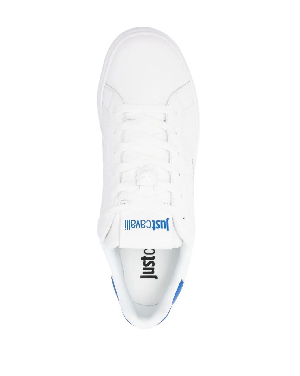 Just Cavalli White Tiger Head-Motif Leather Sneakers for men