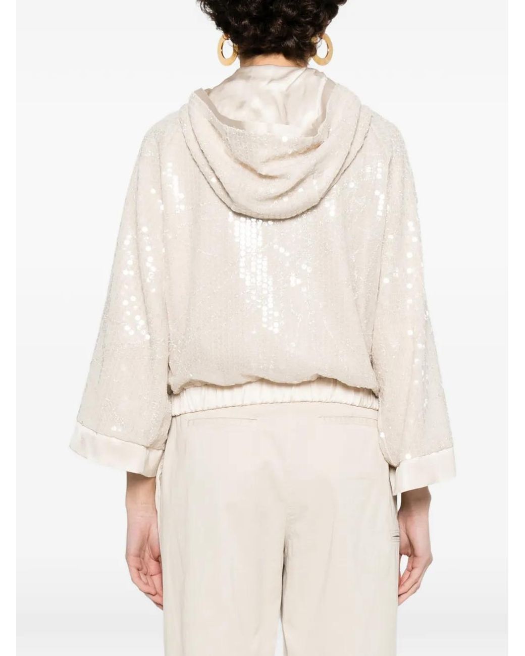 Peserico White Zip Fastening Hooded Jacket