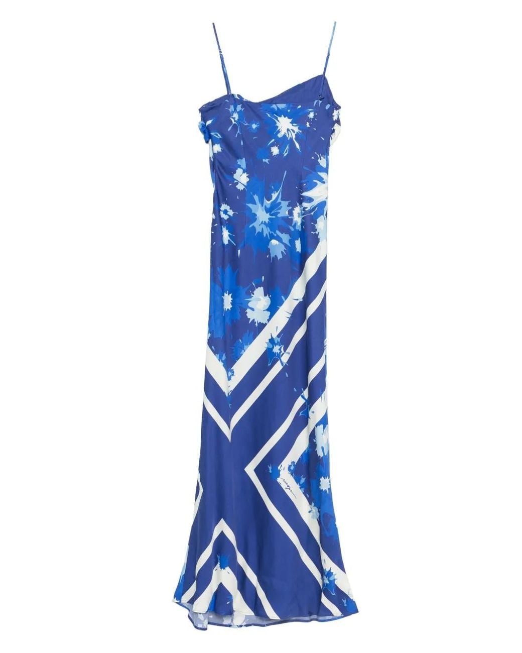 MSGM Blue Printed Maxi Dress