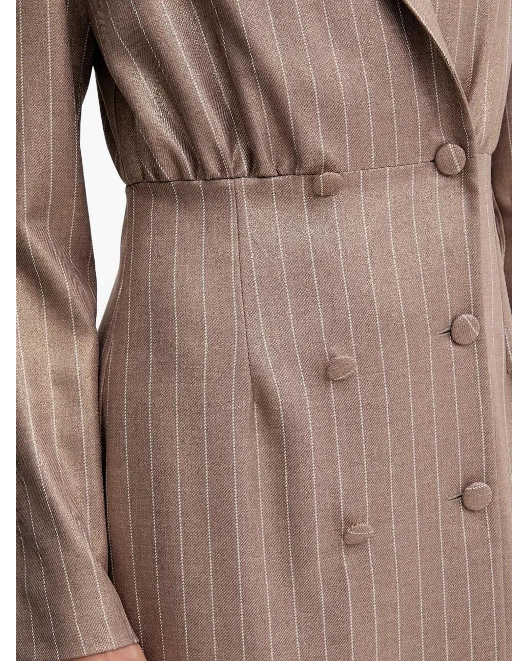 Fracomina Brown Doppelreihiges Kleid mit Nadelstreifen