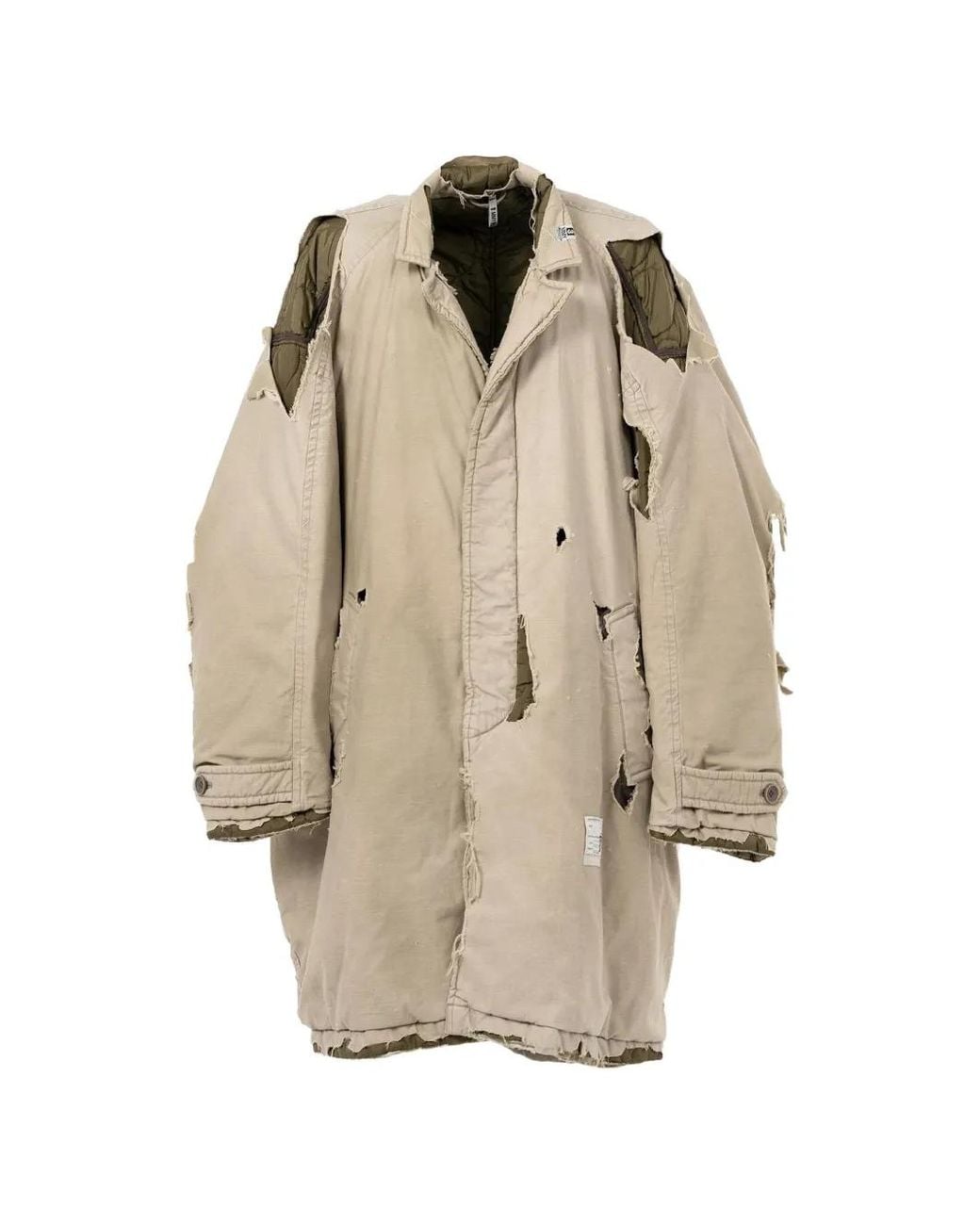 Maison Mihara Yasuhiro Natural Distressed Balmacaan Coat for men