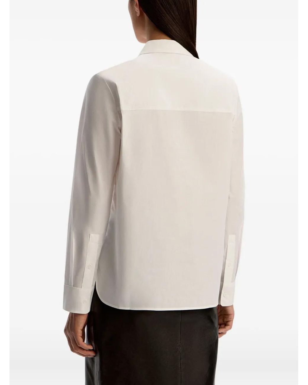 12 STOREEZ White Concealed-Front Cotton Shirt