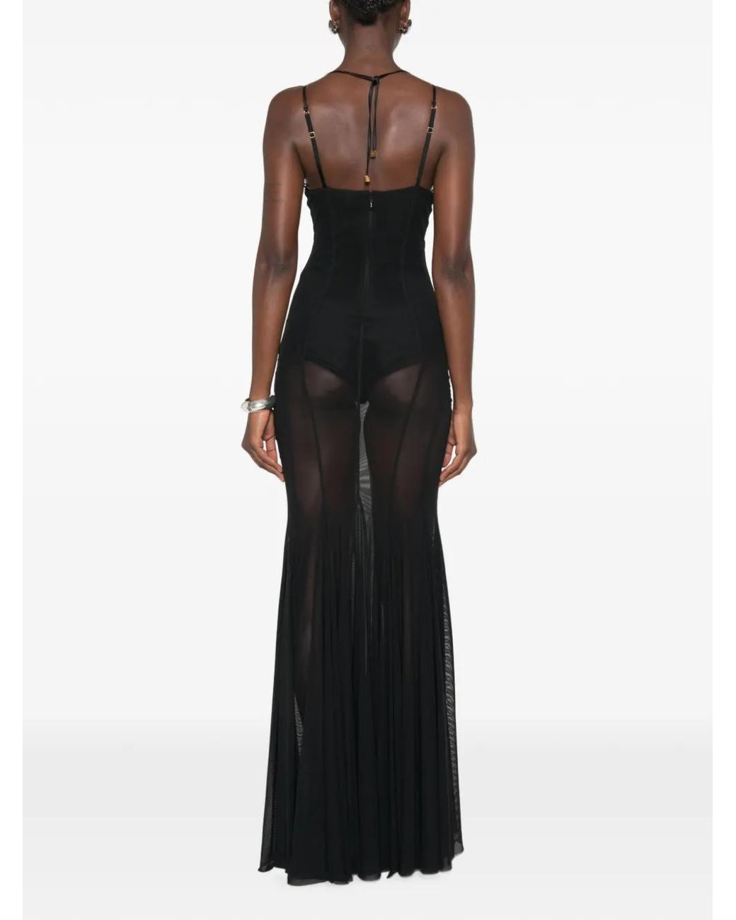 Elisabetta Franchi Black Carpet Tulle And Satin Dress