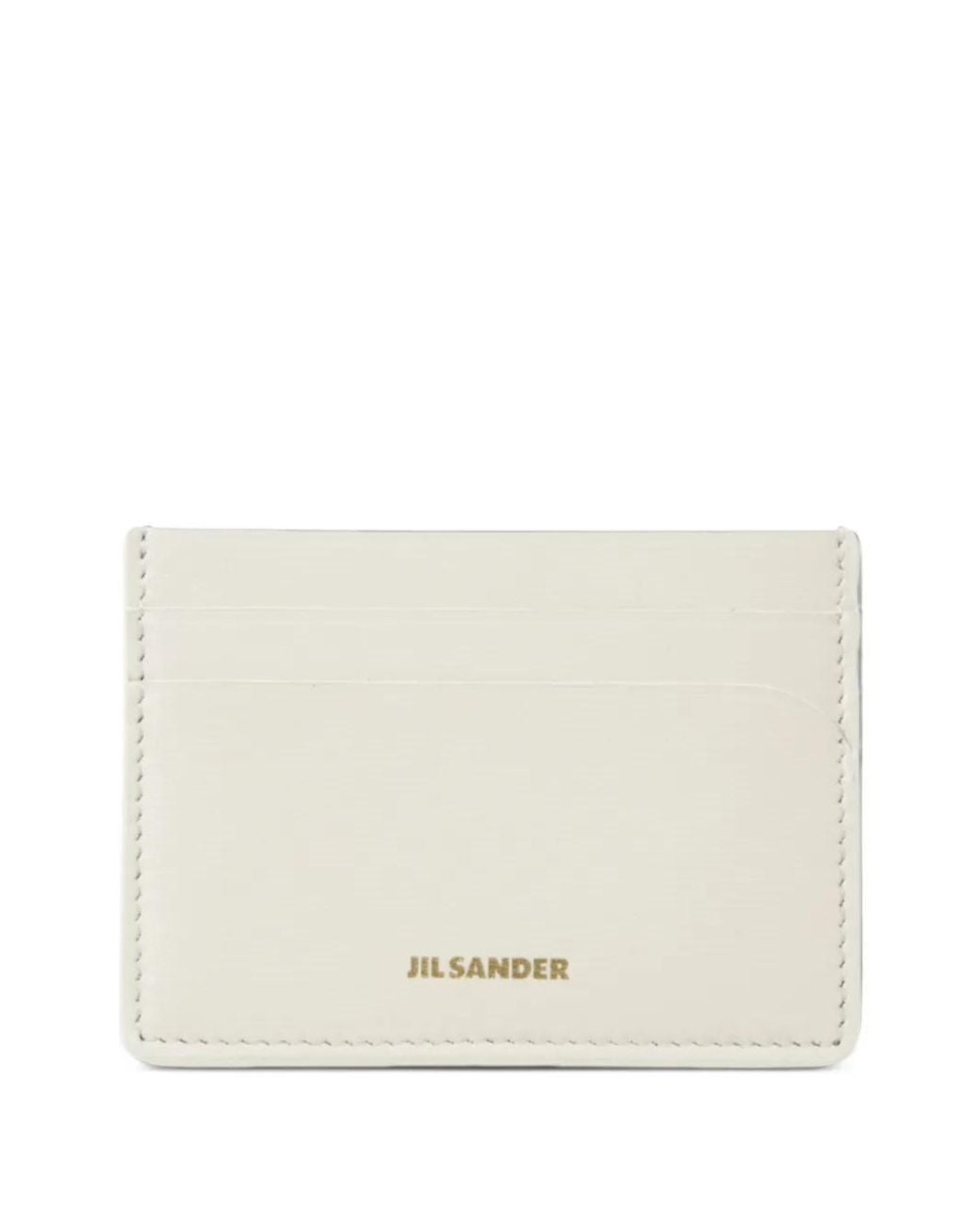 Jil Sander Natural Logo-Print Grained Leather Cardholder