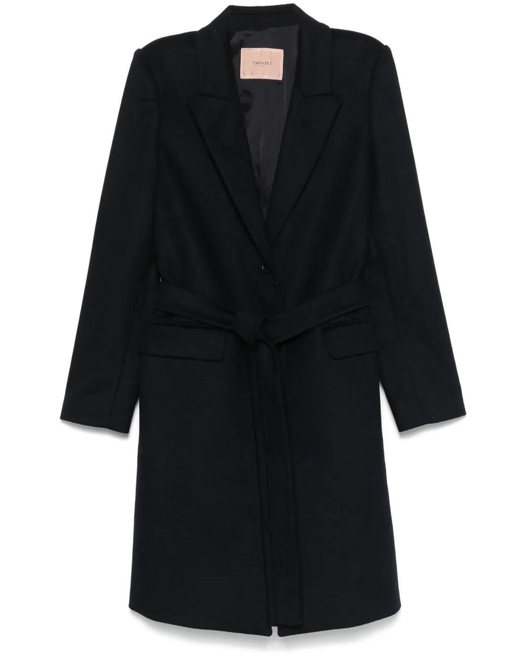 Twinset Black Logo-Plaque Coat