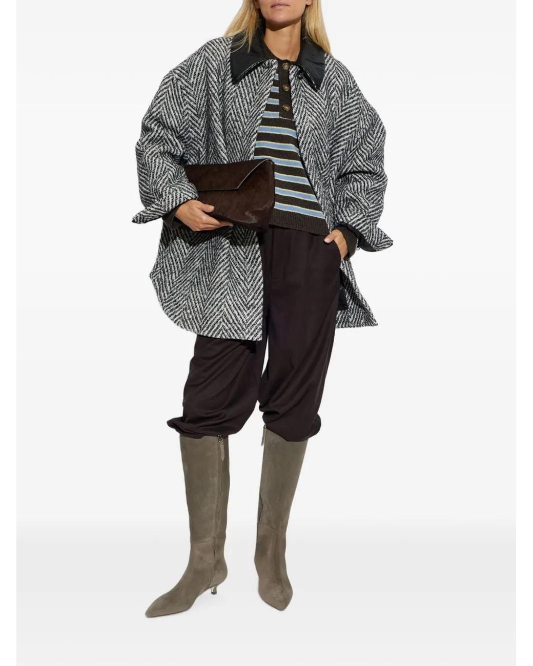 Baum und Pferdgarten Gray Berfe Herringbone-Pattern Oversized Jacket
