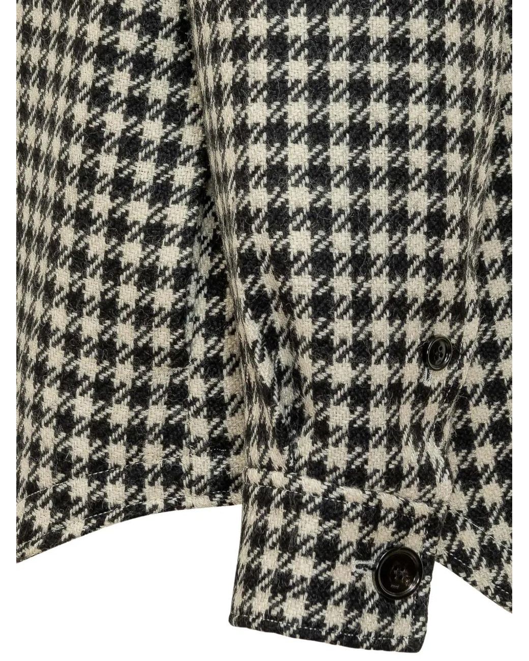 AMI White Houndstooth-Pattern Buttoned Jacket