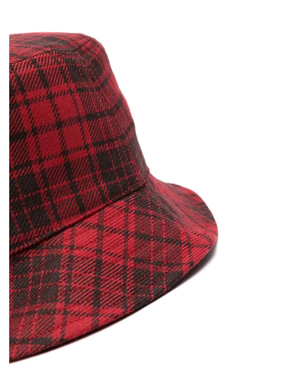 Maison Kitsuné Red Checked Bucket Hat Accessories for men