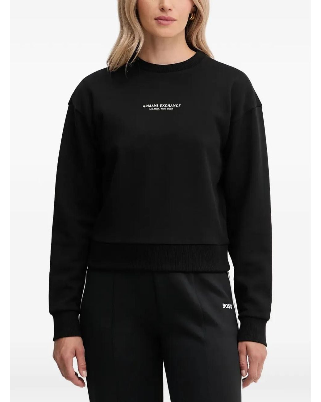 ARMANI EXCHANGE Black Logo-Detail Crew Neck Sweatshirt