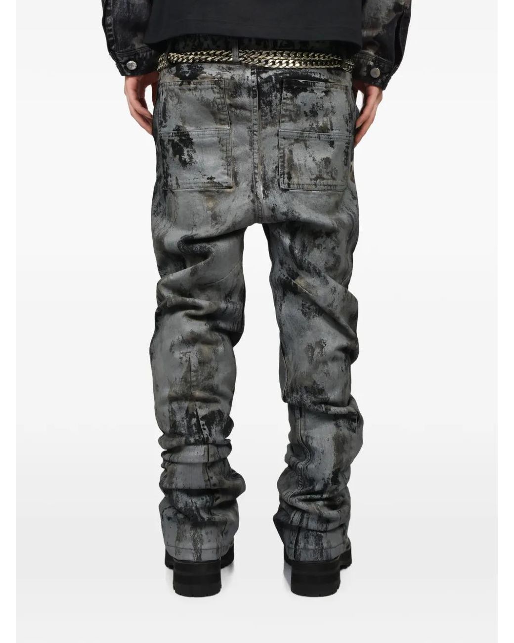 FILTH Gray Bleach-Effect Zip-Detail Jeans for men