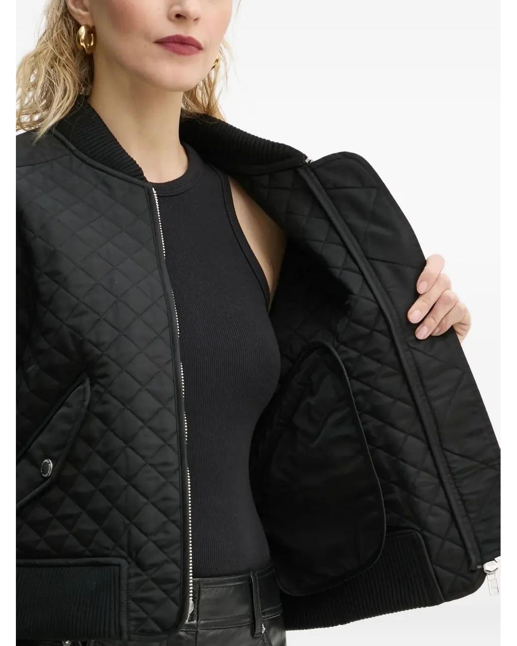 Chaqueta Bómber Con Acolchado De Rombos Stand Studio de color Black