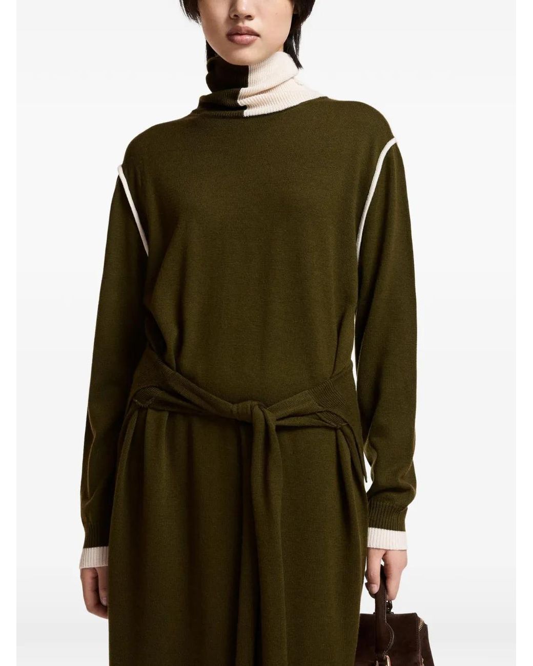 Essentiel Antwerp Green Kirly Waist-Tie Midi Dress