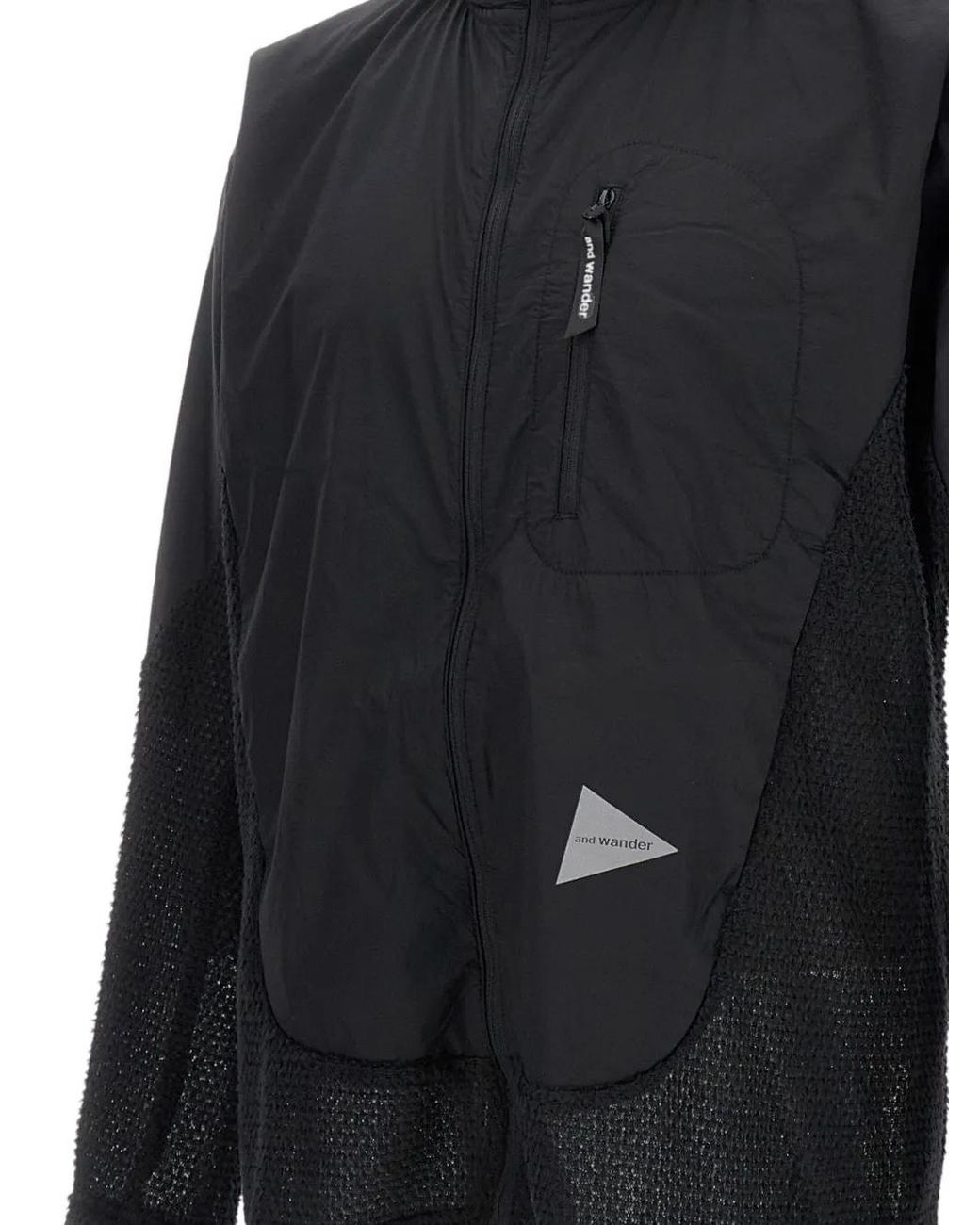 And Wander Blue Mesh-Panel Hooded Jacket for men