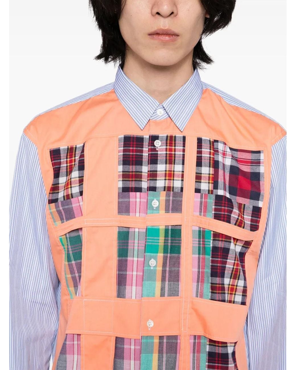 Comme des Garçons White Tartan Lattice Shirt for men