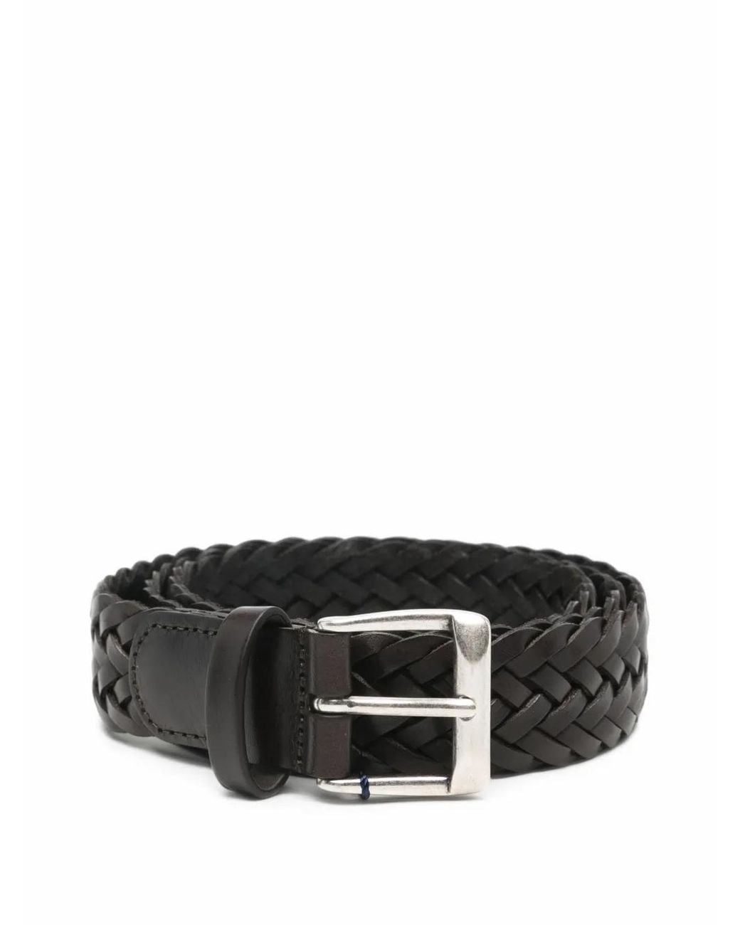 Andersons Black Braided Leather Belt for men