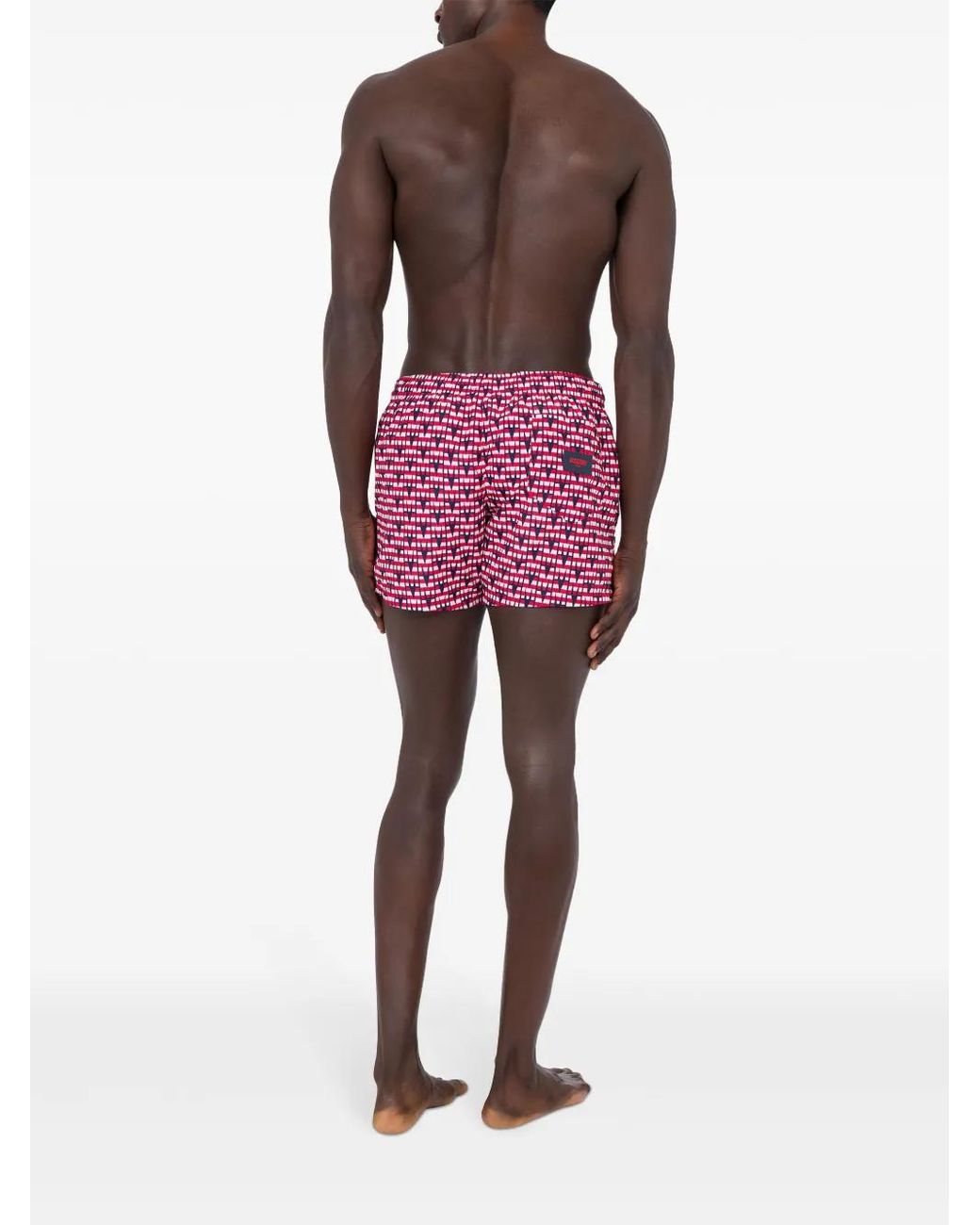 Moschino Red Graphic Print Swim Shorts for men