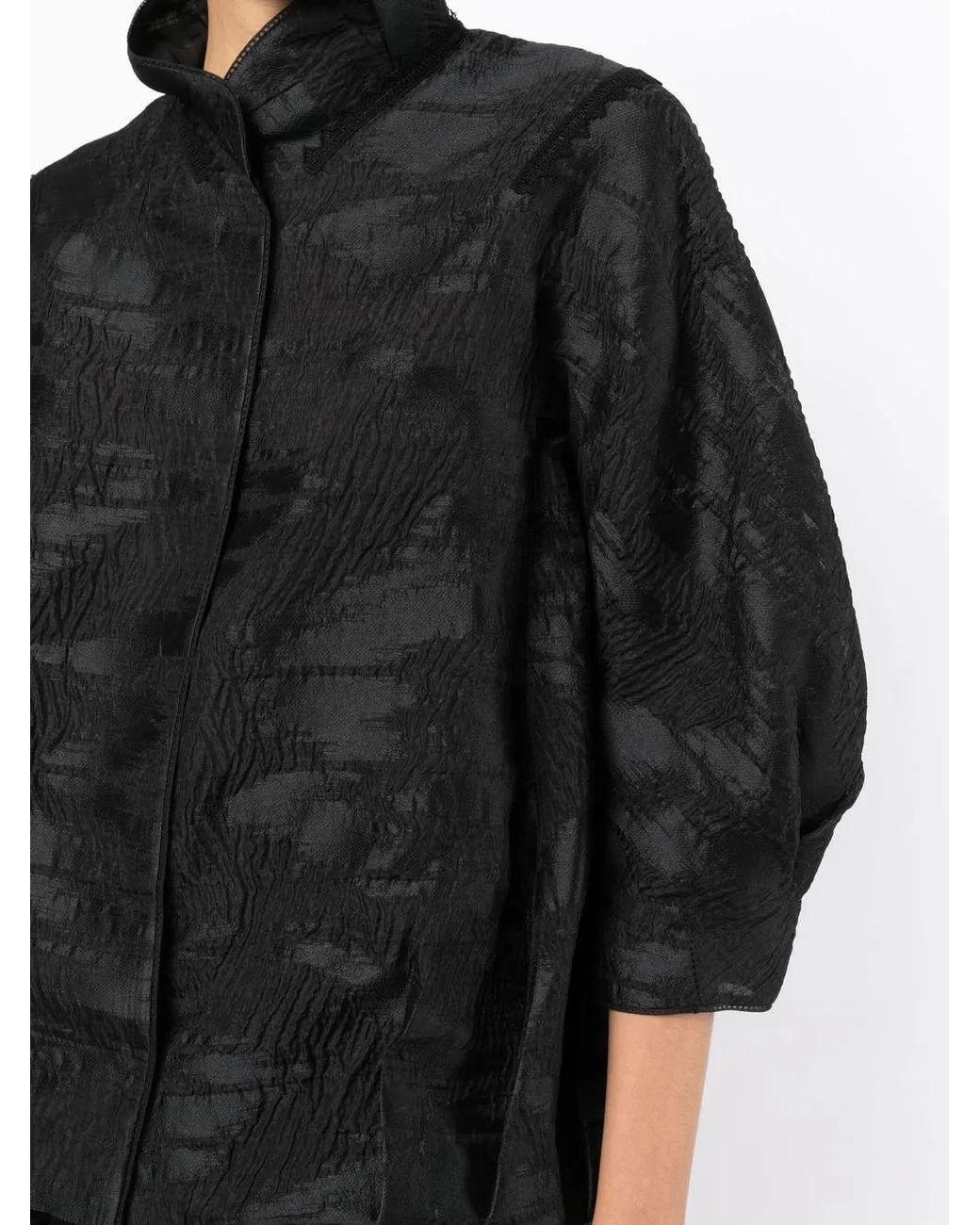 Shiatzy Chen Black Full-Jacquard Stand-Up Collar Jacket