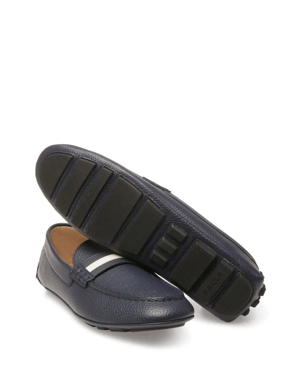 Bally Gray Karlos Pebbled Leather Loafers for men
