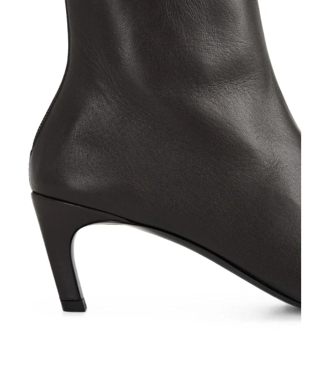 Totême Gray Square-Toe Leather Boots