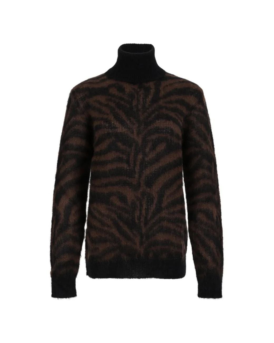 P.A.R.O.S.H. Black Zebra-Pattern Roll-Neck Sweater
