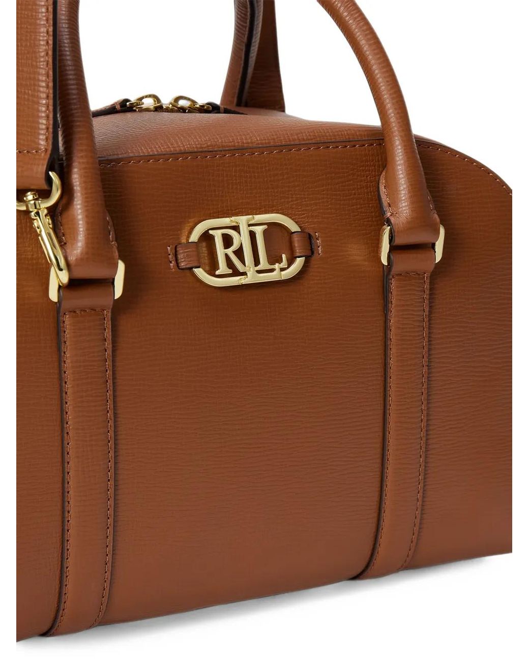 Ralph Lauren Brown Logo-Plaque Leather Tote Bag